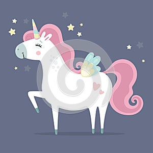 Cute magical unicorn. Little princess theme.